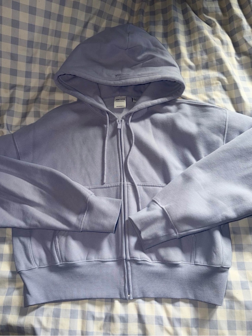 NWOT Aritzia Lavender Boxy Boyfriend Cropped Zip-Up- Size M